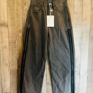 Aelfric Eden Men's Straight Jeans in Charcoal Gray with Black Side Stripes